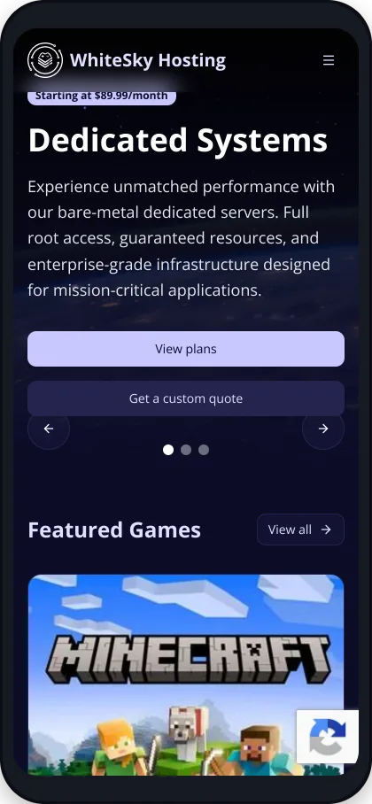 Whiteskyhosting.com — Product screenshot